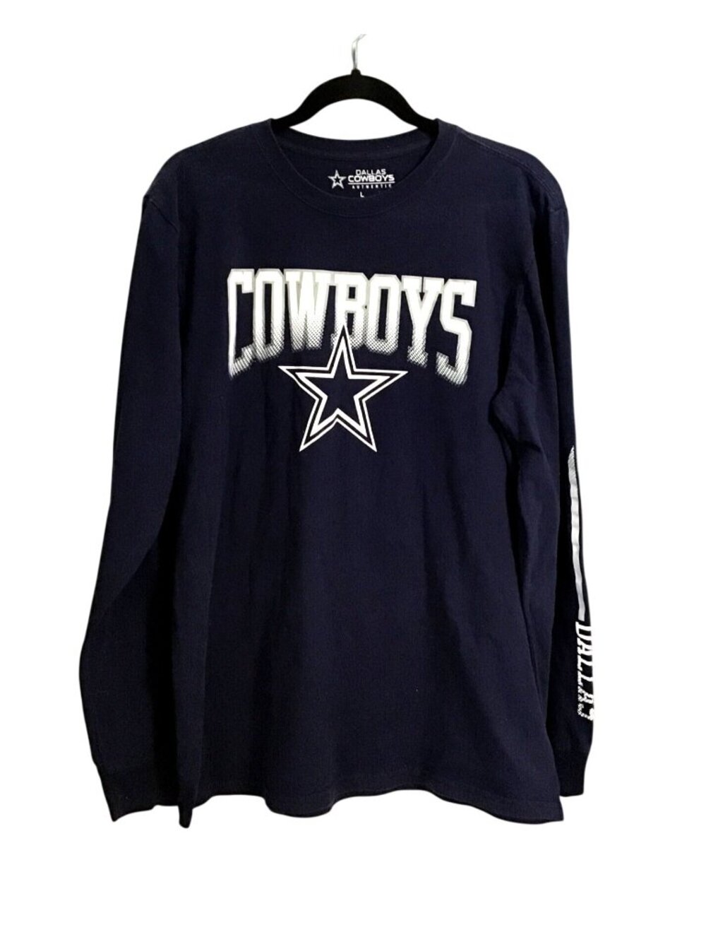 DALLAS COWBOYS AUTHENTIC MENS NAVY CREW NECK COTTON GRAPHIC T-SHIRT SIZE LARGE
